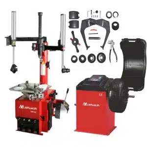 THA-28 Tire Wheel Changer and WBS-500 Tire Wheel Balancer with Wheel Hood Protector Combo New Intergrated Power Unit 3 Year Warranty